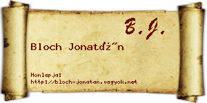 Bloch Jonatán névjegykártya